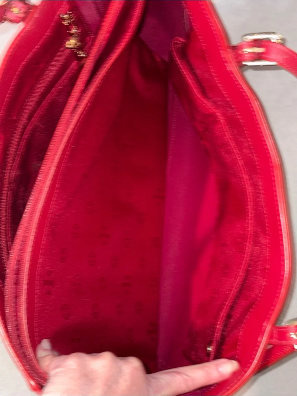 Tory Burch Red Leather Tote with Gold Logo